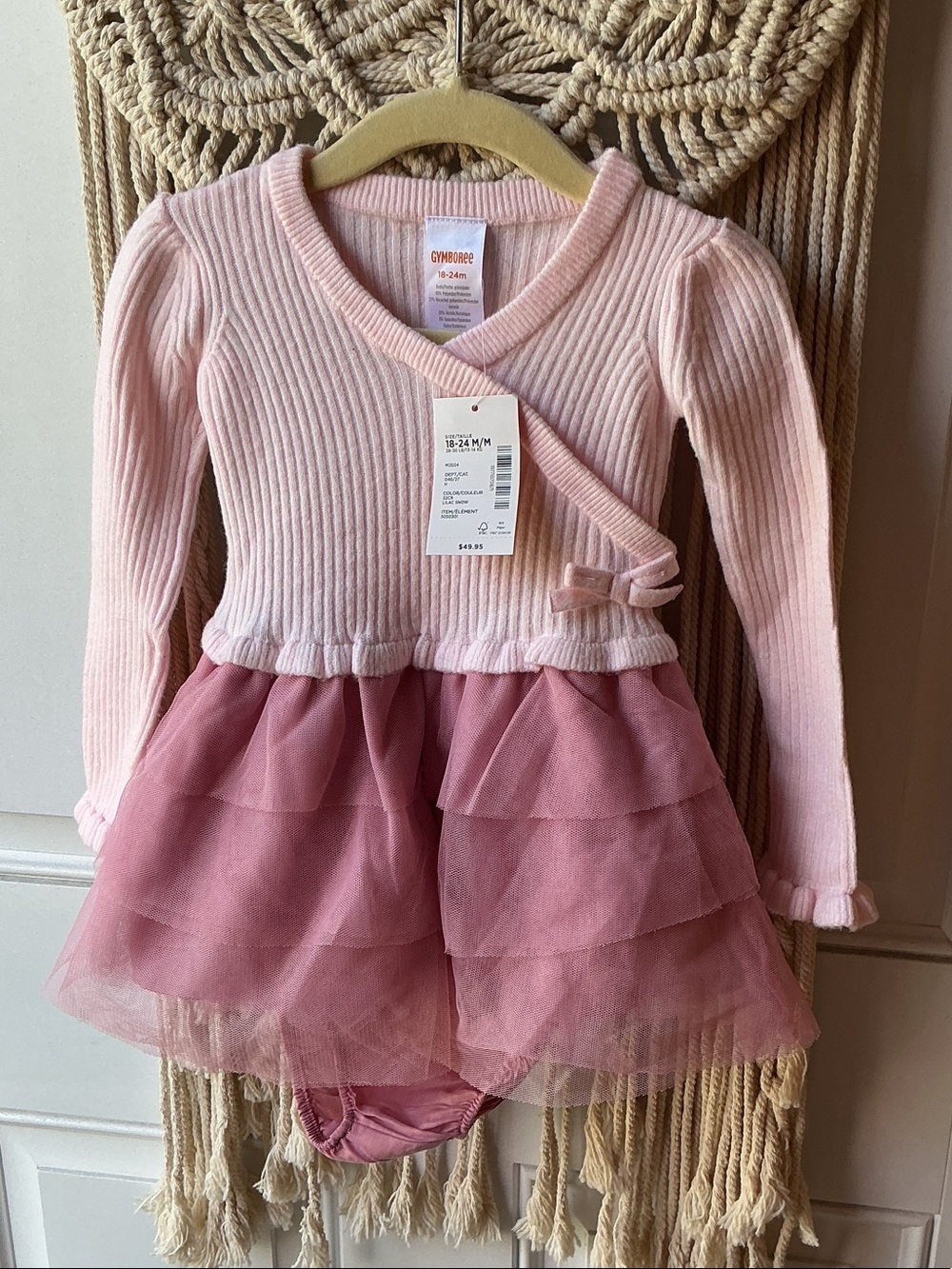 Gymboree Pink Layered Tulle Wrap Bodysuit NWT  18-24 months.